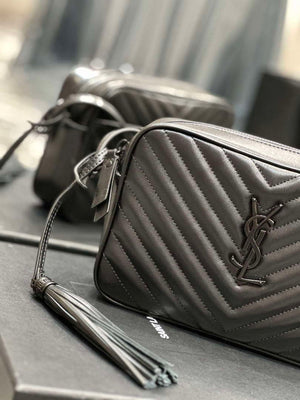 YSL 520534 Lou Camera Bag In Matelass¨¦ Leather Black with Black Logo - Default Title - View 4