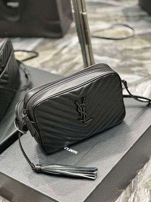 YSL 520534 Lou Camera Bag In Matelass¨¦ Leather Black with Black Logo - Default Title - View 5