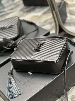 YSL 520534 Lou Camera Bag In Matelass¨¦ Leather Black with Black Logo - Default Title - View 9
