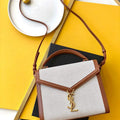 YSL 532752 Yves Saint Laurent Cassandra Raffia Leather Bag Brown