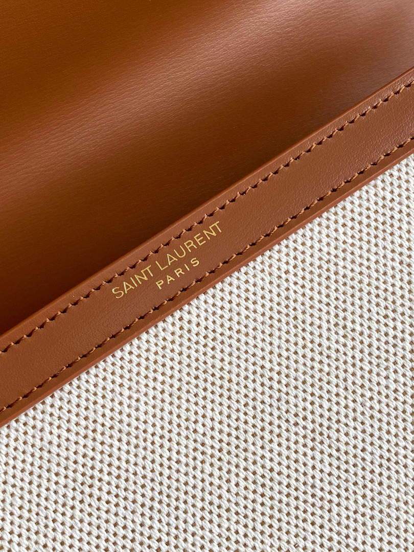 YSL 532752 Yves Saint Laurent Cassandra Raffia Leather Bag Brown