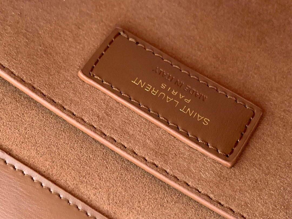 YSL 532752 Yves Saint Laurent Cassandra Raffia Leather Bag Brown