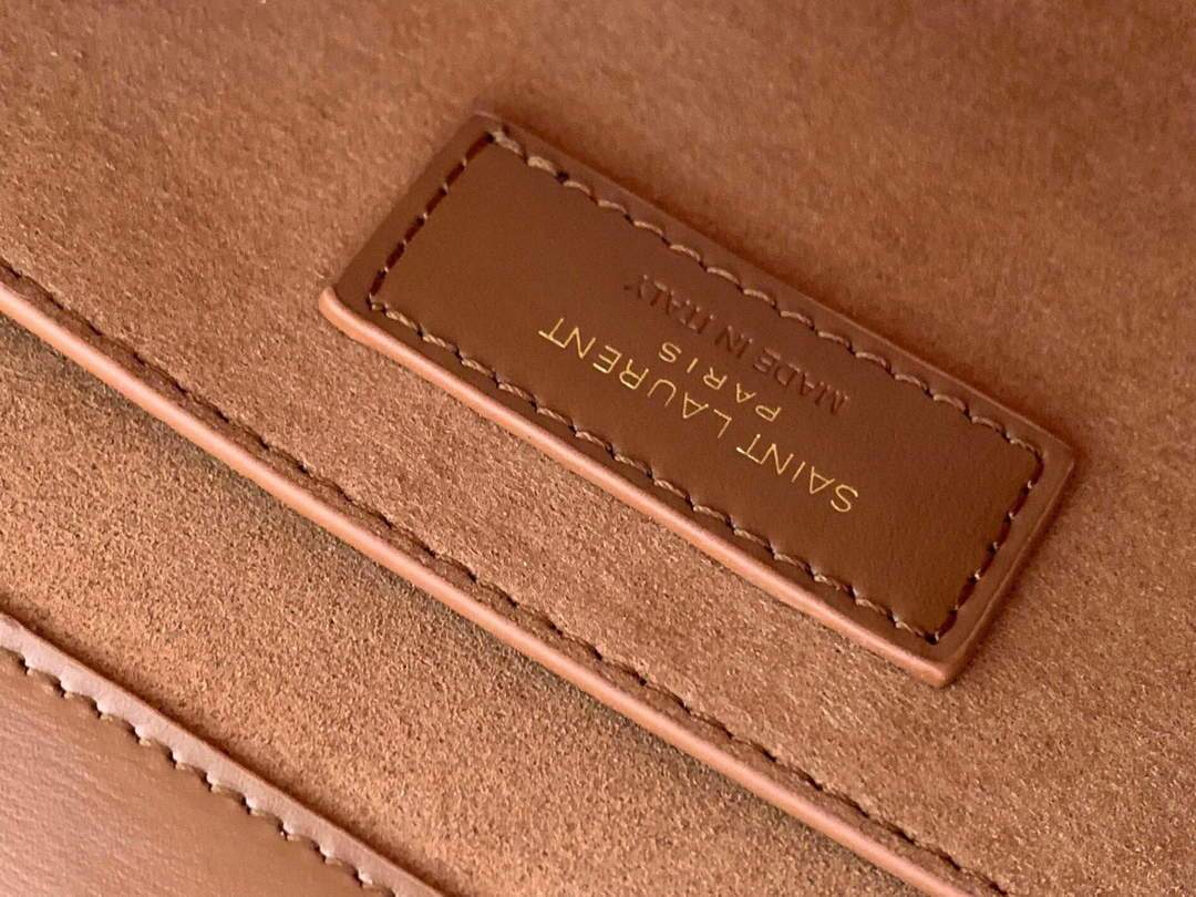 YSL 532752 Yves Saint Laurent Cassandra Raffia Leather Bag Brown