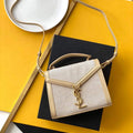 YSL 532753 Yves Saint Laurent Top Handle Cassandra Raffia Leather Bag Apricot