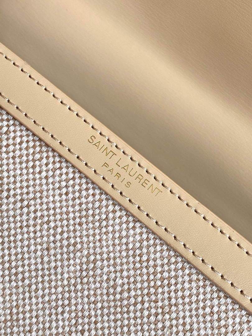 YSL 532753 Yves Saint Laurent Top Handle Cassandra Raffia Leather Bag Apricot