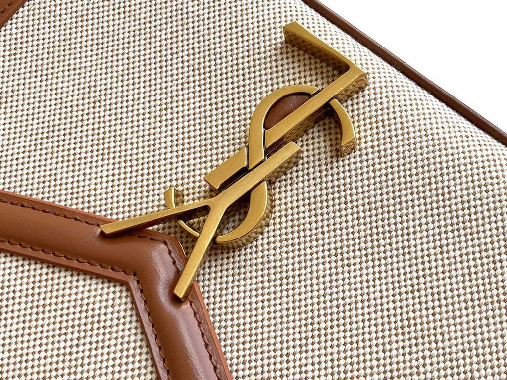 YSL 532753 Yves Saint Laurent Top Handle Cassandra Raffia Leather Bag Brown