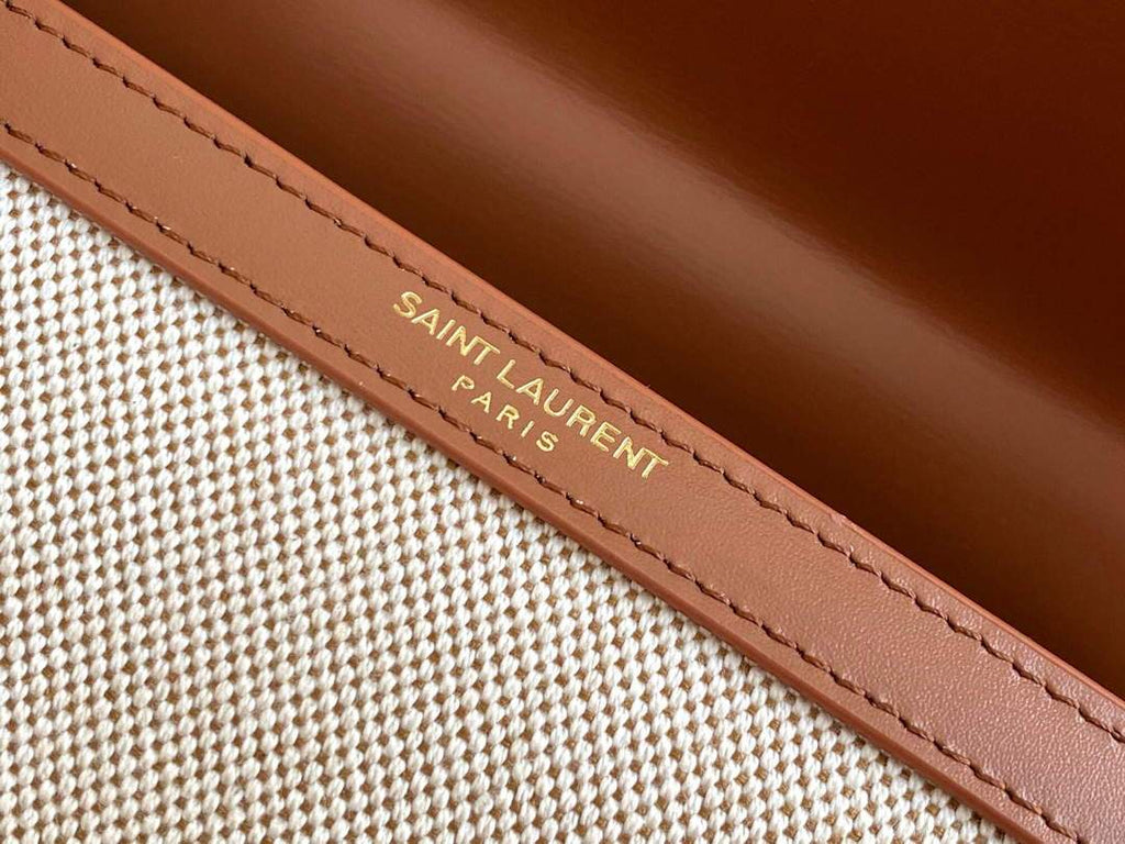 YSL 532753 Yves Saint Laurent Top Handle Cassandra Raffia Leather Bag Brown