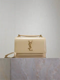 YSL 533026 Sunset chain wallet in smooth leather Apricot