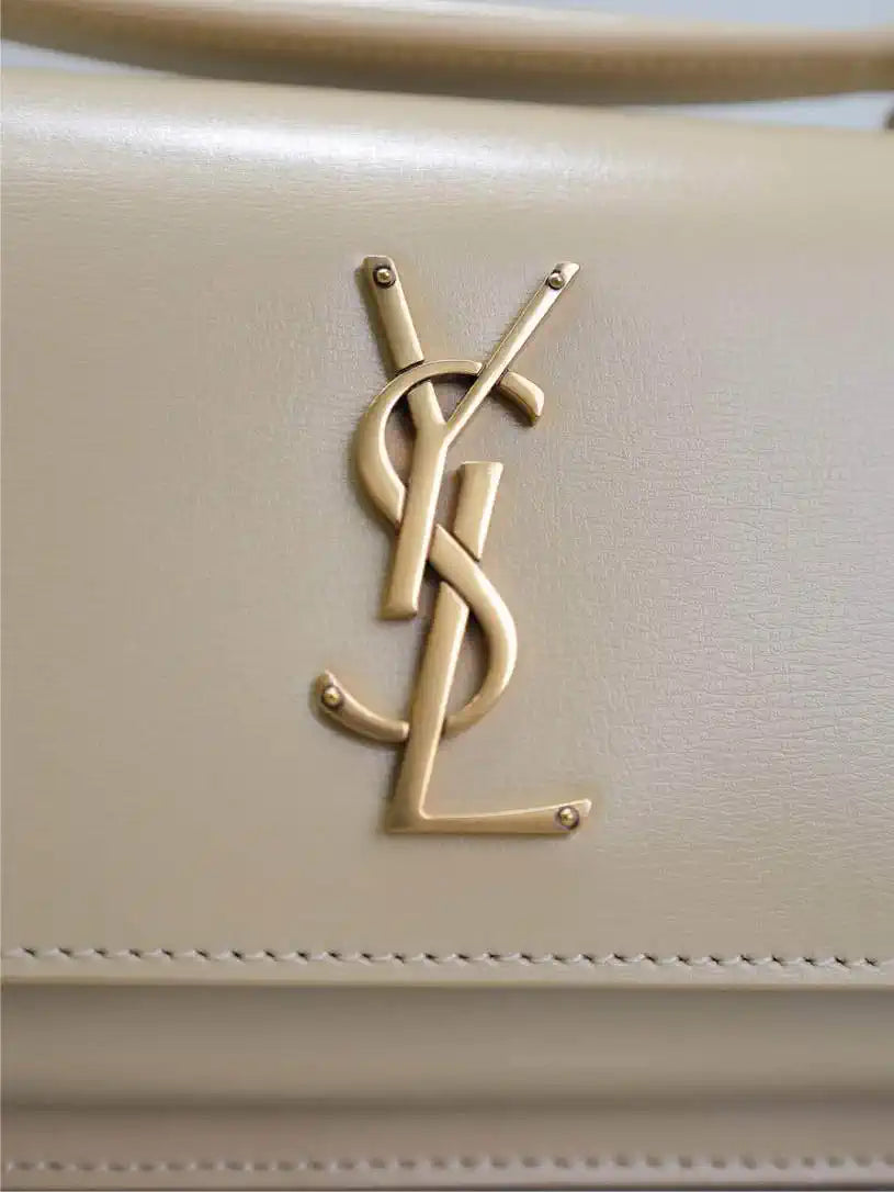 YSL 533026 Sunset chain wallet in smooth leather Apricot