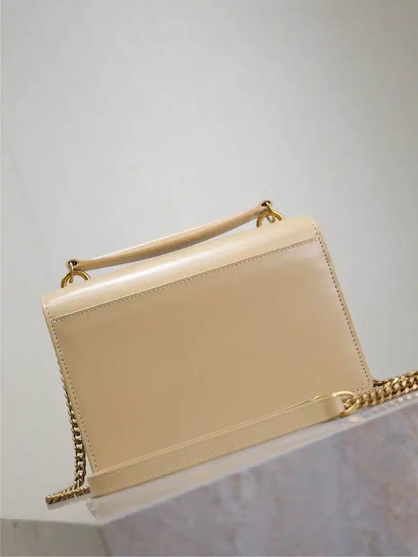 YSL 533026 Sunset chain wallet in smooth leather Apricot