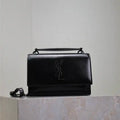 YSL 533026 Sunset chain wallet in smooth leather Black
