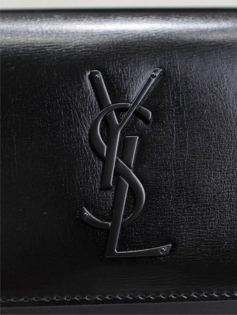 YSL 533026 Sunset chain wallet in smooth leather Black