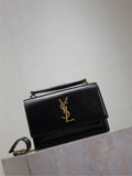 YSL 533026 Sunset chain wallet in smooth leather Black