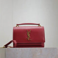 YSL 533026 Sunset chain wallet in smooth leather Red