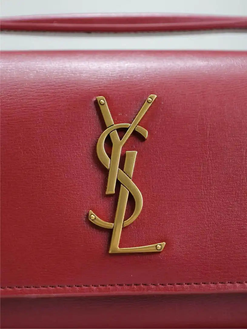 YSL 533026 Sunset chain wallet in smooth leather Red