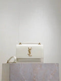 YSL 533026 Sunset chain wallet in smooth leather White