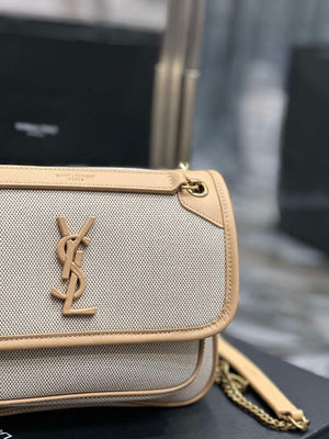 YSL 533037 Yves Saint Laurent Niki Baby In Crinkled Vintage Canvas Bag Beige - Default Title - View 4