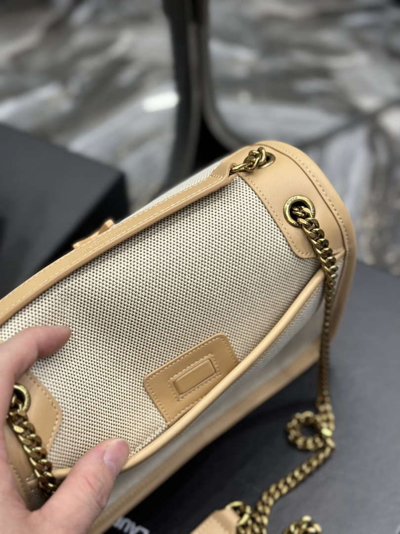 YSL 533037 Yves Saint Laurent Niki Baby In Crinkled Vintage Canvas Bag Beige