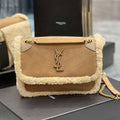 YSL 533037 Yves Saint Laurent Niki Baby In Crinkled Vintage Lambskin Suede Tan - Default Title - View 1