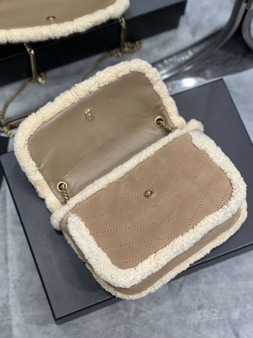 YSL 533037 Yves Saint Laurent Niki Baby In Crinkled Vintage Lambskin Suede Tan