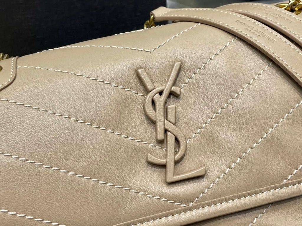 YSL 533037 Yves Saint Laurent Niki Baby In Crinkled Vintage Leather Bag Apricot