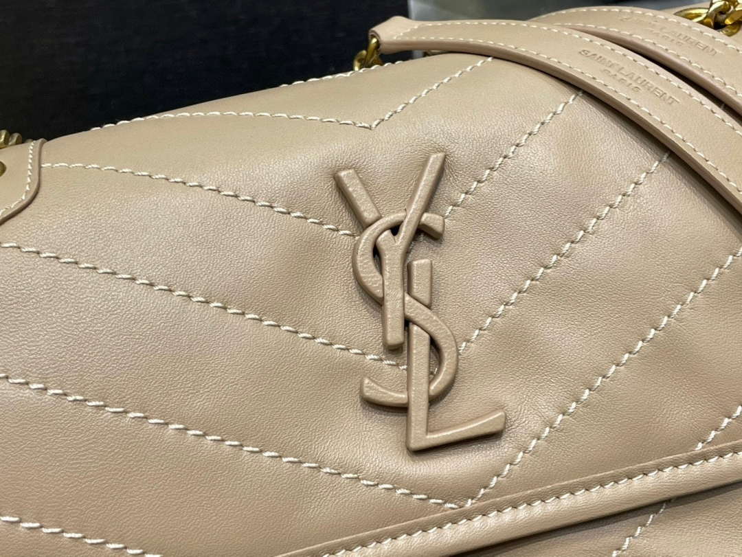 YSL 533037 Yves Saint Laurent Niki Baby In Crinkled Vintage Leather Bag Apricot