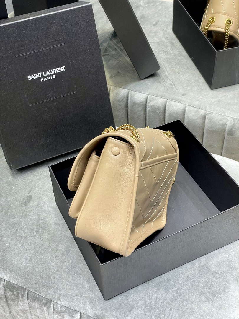 YSL 533037 Yves Saint Laurent Niki Baby In Crinkled Vintage Leather Bag Apricot