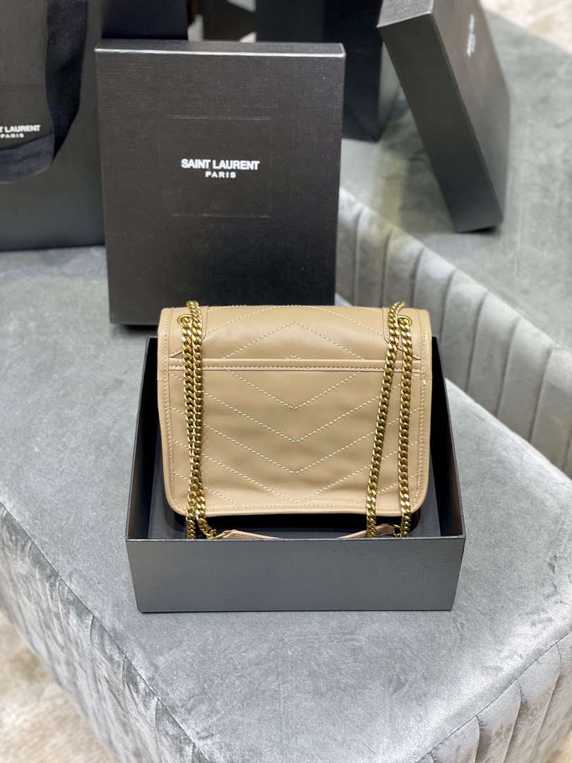 YSL 533037 Yves Saint Laurent Niki Baby In Crinkled Vintage Leather Bag Apricot