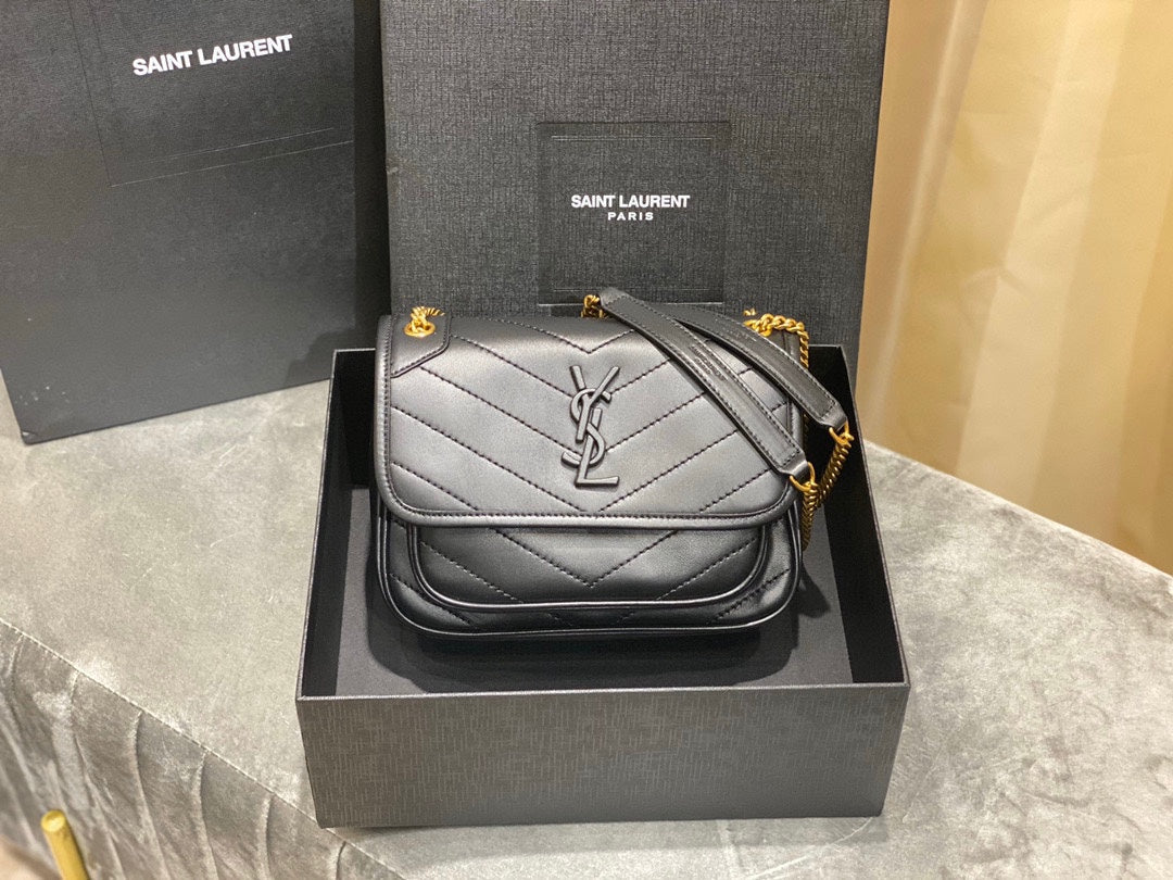 YSL 533037 Yves Saint Laurent Niki Baby In Crinkled Vintage Leather Bag Black - Default Title - View 1