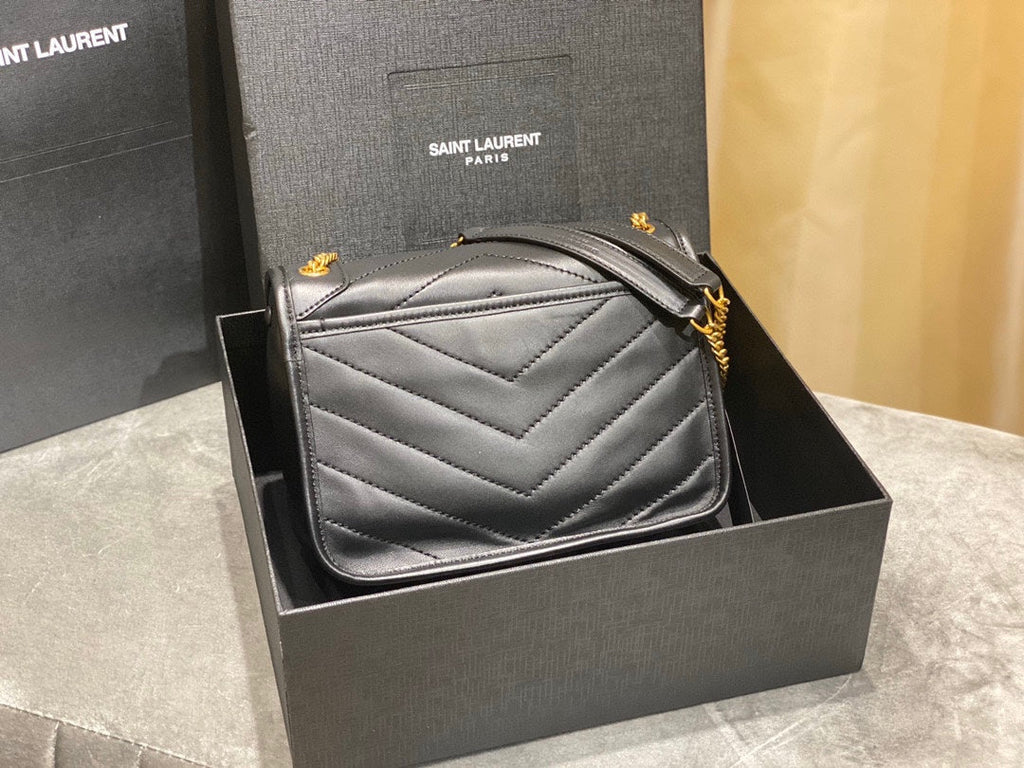 YSL 533037 Yves Saint Laurent Niki Baby In Crinkled Vintage Leather Bag Black