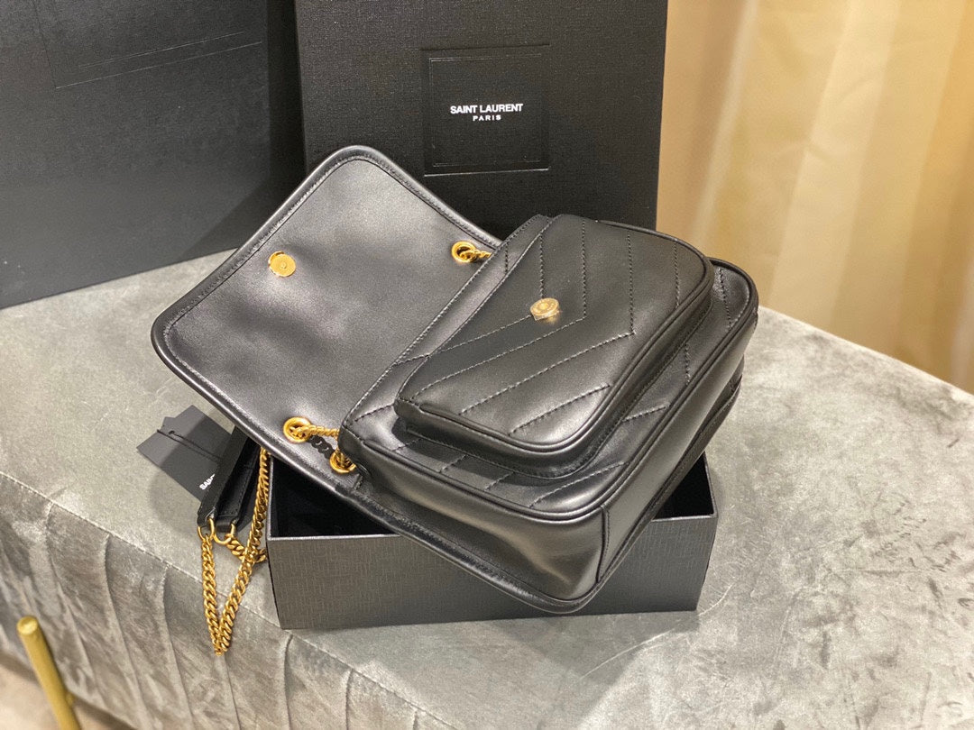 YSL 533037 Yves Saint Laurent Niki Baby In Crinkled Vintage Leather Bag Black