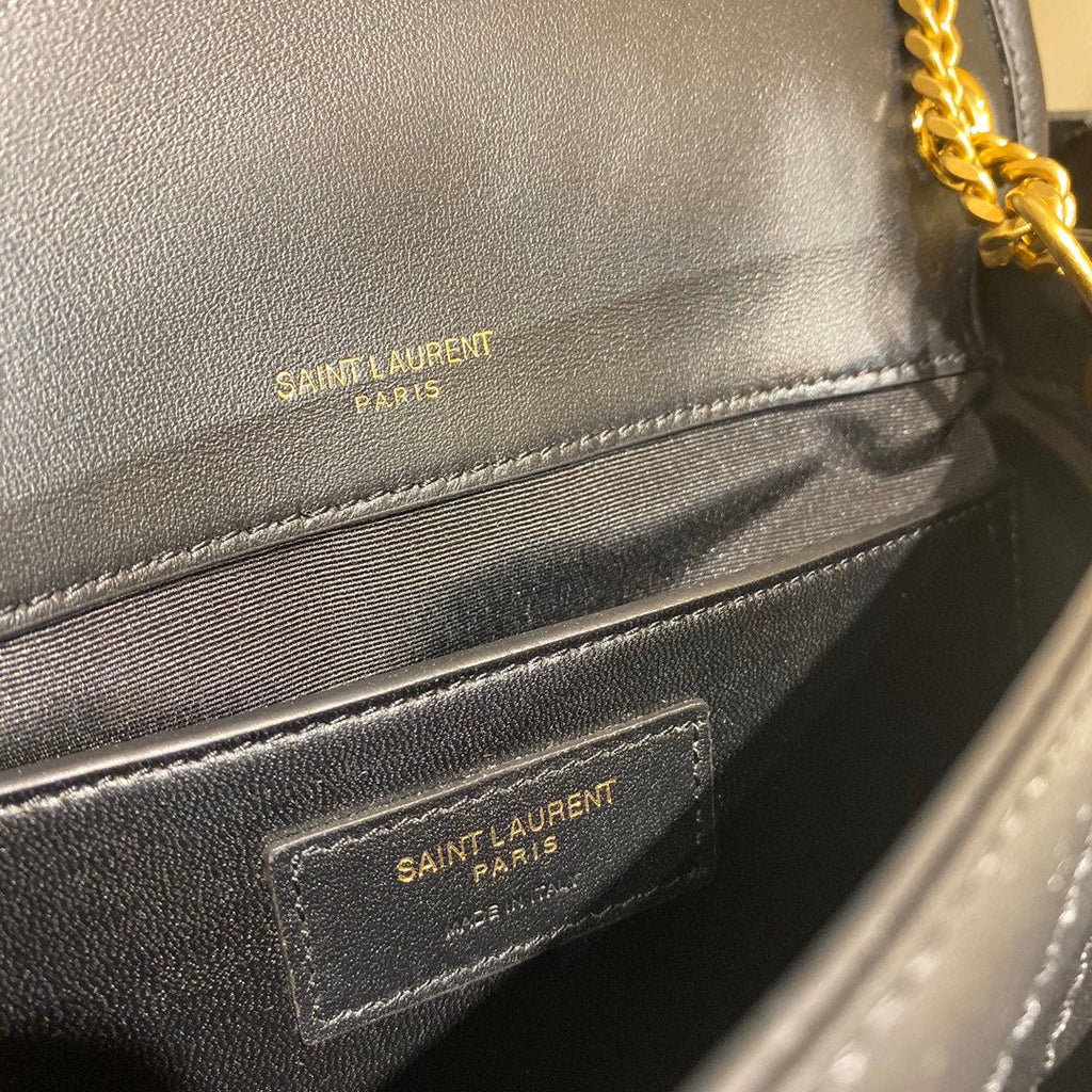 YSL 533037 Yves Saint Laurent Niki Baby In Crinkled Vintage Leather Bag Black