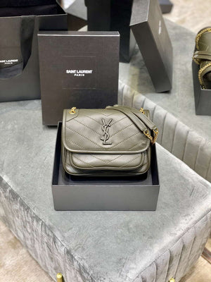 YSL 533037 Yves Saint Laurent Niki Baby In Crinkled Vintage Leather Bag Green - Default Title - View 1