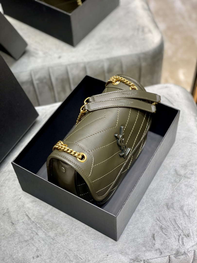 YSL 533037 Yves Saint Laurent Niki Baby In Crinkled Vintage Leather Bag Green