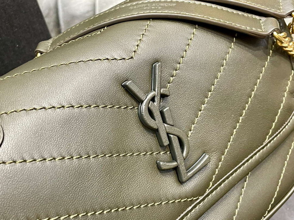 YSL 533037 Yves Saint Laurent Niki Baby In Crinkled Vintage Leather Bag Green