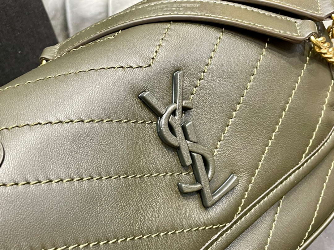 YSL 533037 Yves Saint Laurent Niki Baby In Crinkled Vintage Leather Bag Green