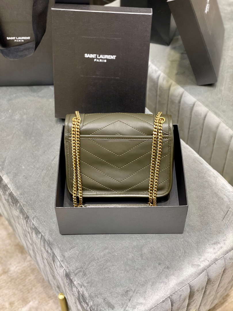 YSL 533037 Yves Saint Laurent Niki Baby In Crinkled Vintage Leather Bag Green