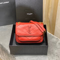 YSL 533037 Yves Saint Laurent Niki Baby In Crinkled Vintage Leather Bag Red - Default Title - View 1