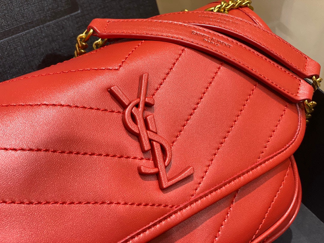 YSL 533037 Yves Saint Laurent Niki Baby In Crinkled Vintage Leather Bag Red