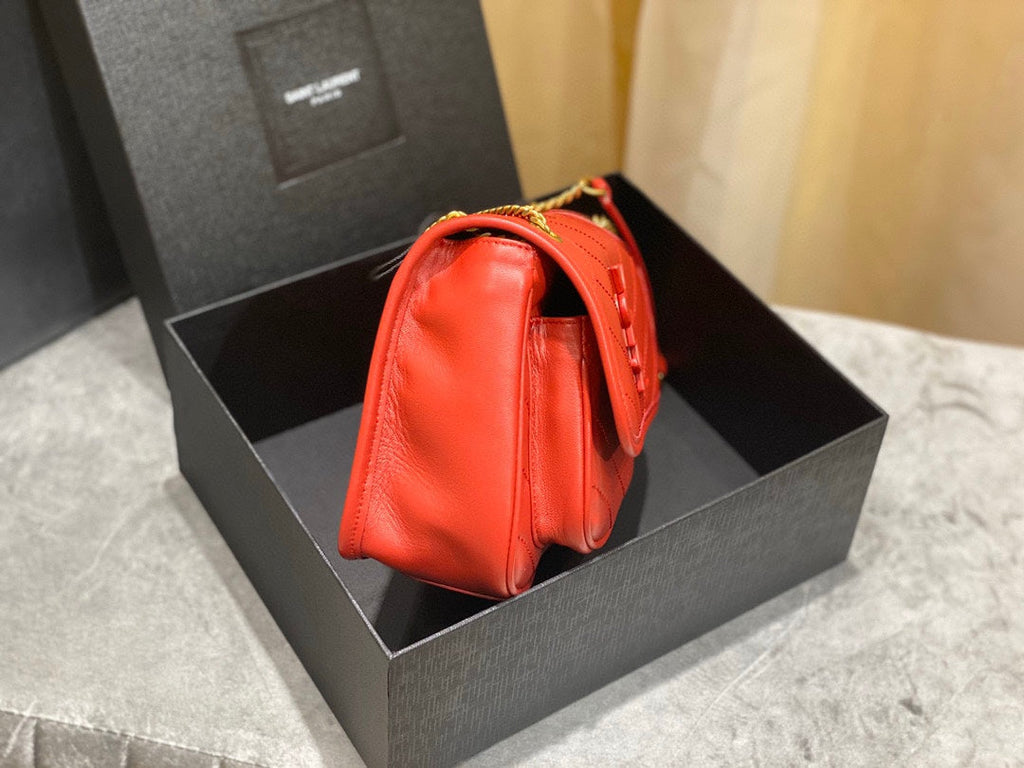 YSL 533037 Yves Saint Laurent Niki Baby In Crinkled Vintage Leather Bag Red