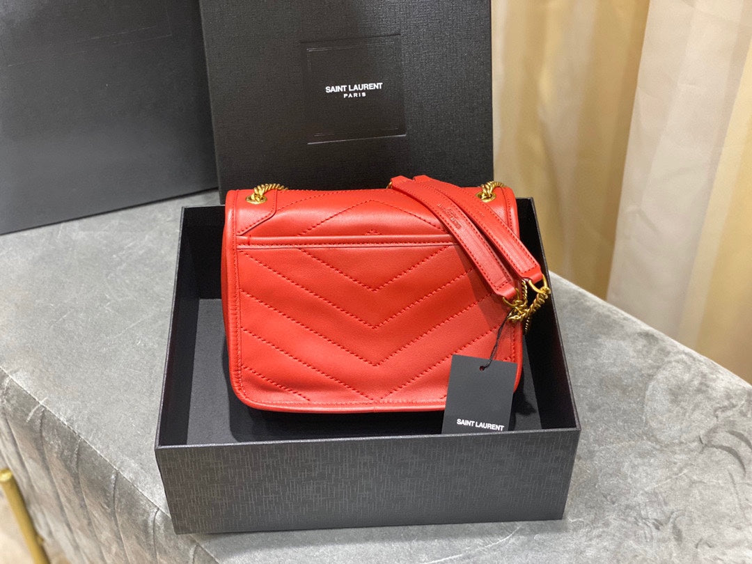 YSL 533037 Yves Saint Laurent Niki Baby In Crinkled Vintage Leather Bag Red