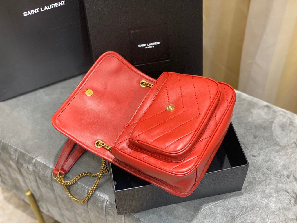 YSL 533037 Yves Saint Laurent Niki Baby In Crinkled Vintage Leather Bag Red