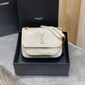 YSL 533037 Yves Saint Laurent Niki Baby In Crinkled Vintage Leather Bag White - Default Title - View 1