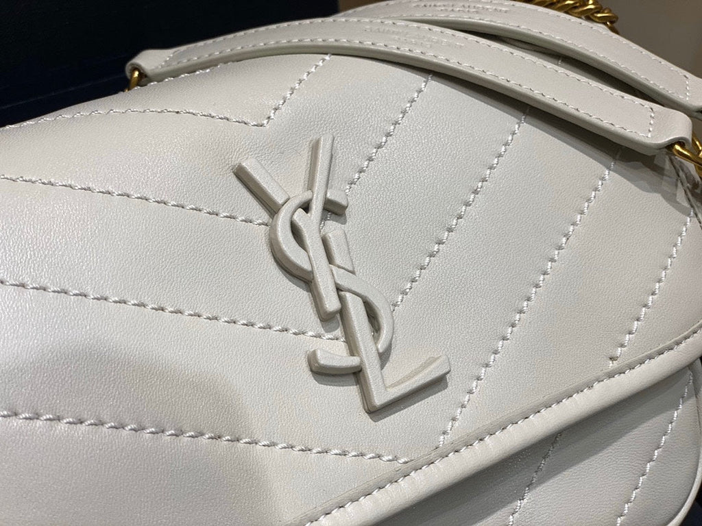 YSL 533037 Yves Saint Laurent Niki Baby In Crinkled Vintage Leather Bag White