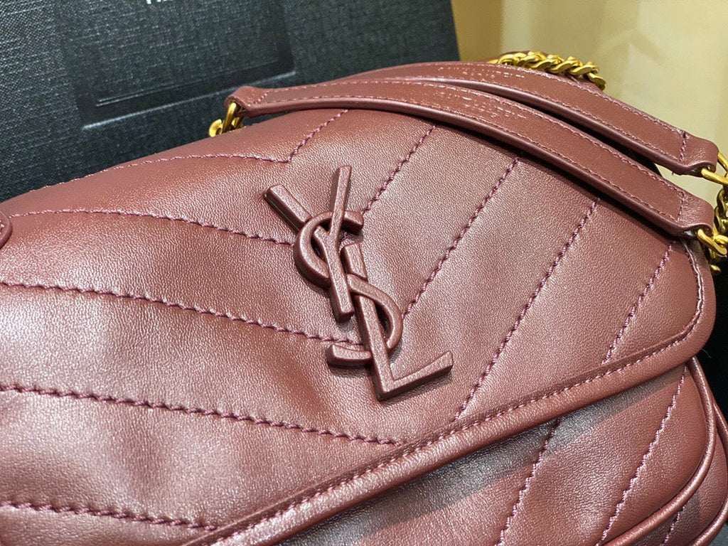YSL 533037 Yves Saint Laurent Niki Baby In Crinkled Vintage Leather Bag Wine Red