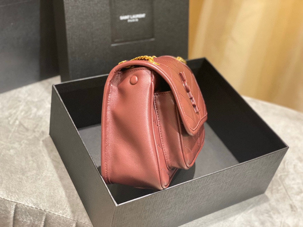 YSL 533037 Yves Saint Laurent Niki Baby In Crinkled Vintage Leather Bag Wine Red