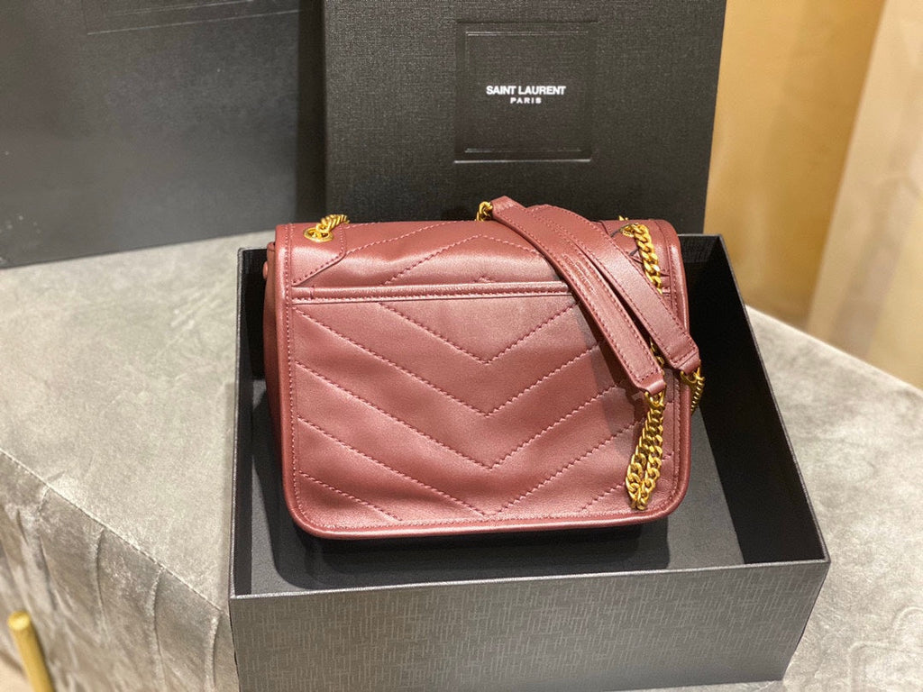 YSL 533037 Yves Saint Laurent Niki Baby In Crinkled Vintage Leather Bag Wine Red