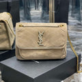 YSL 533037 Yves Saint Laurent Niki Baby In Crinkled Vintage Nubuck Leather Beige - Default Title - View 1