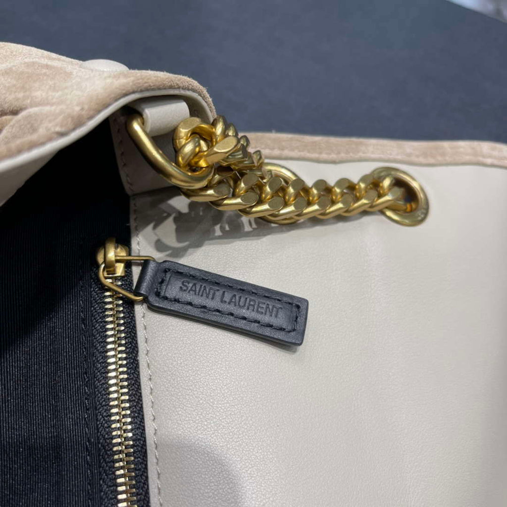 YSL 533037 Yves Saint Laurent Niki Baby In Crinkled Vintage Nubuck Leather Beige