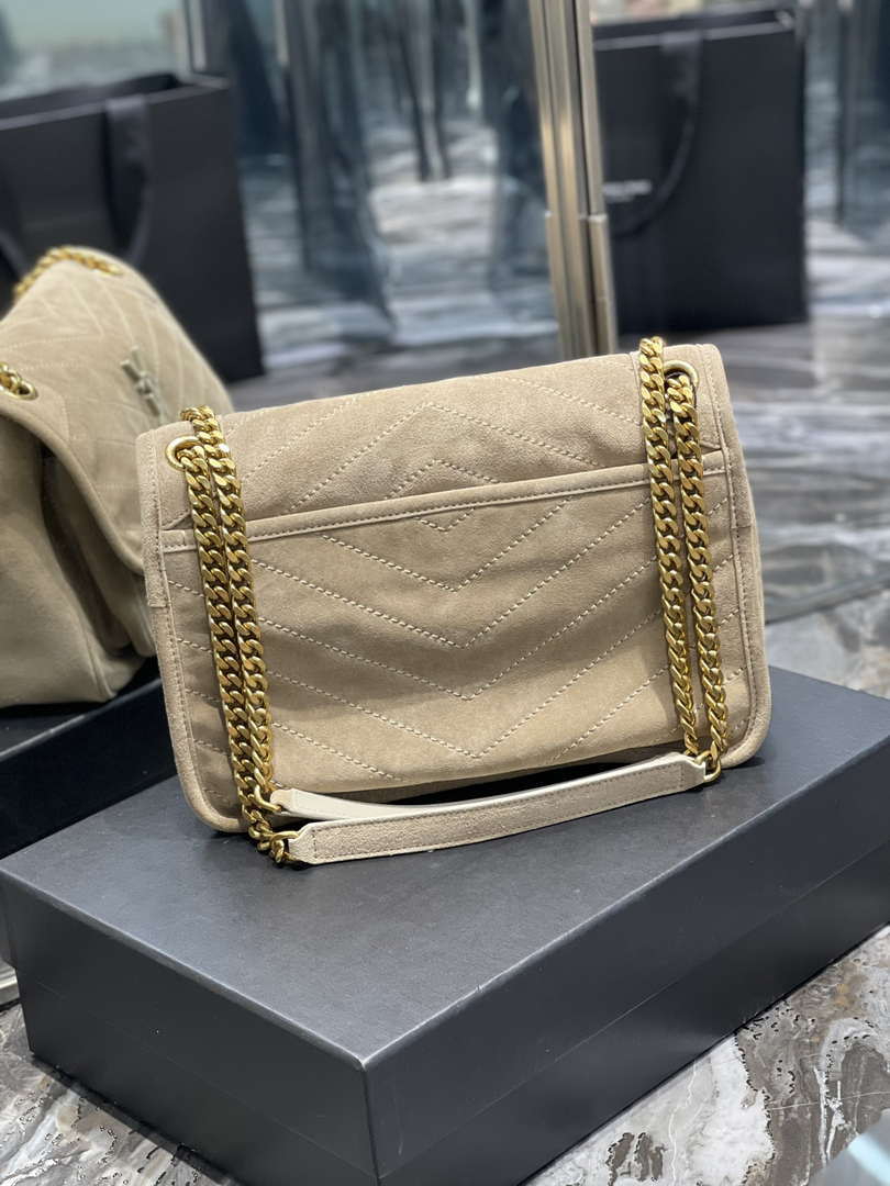 YSL 533037 Yves Saint Laurent Niki Baby In Crinkled Vintage Nubuck Leather Beige